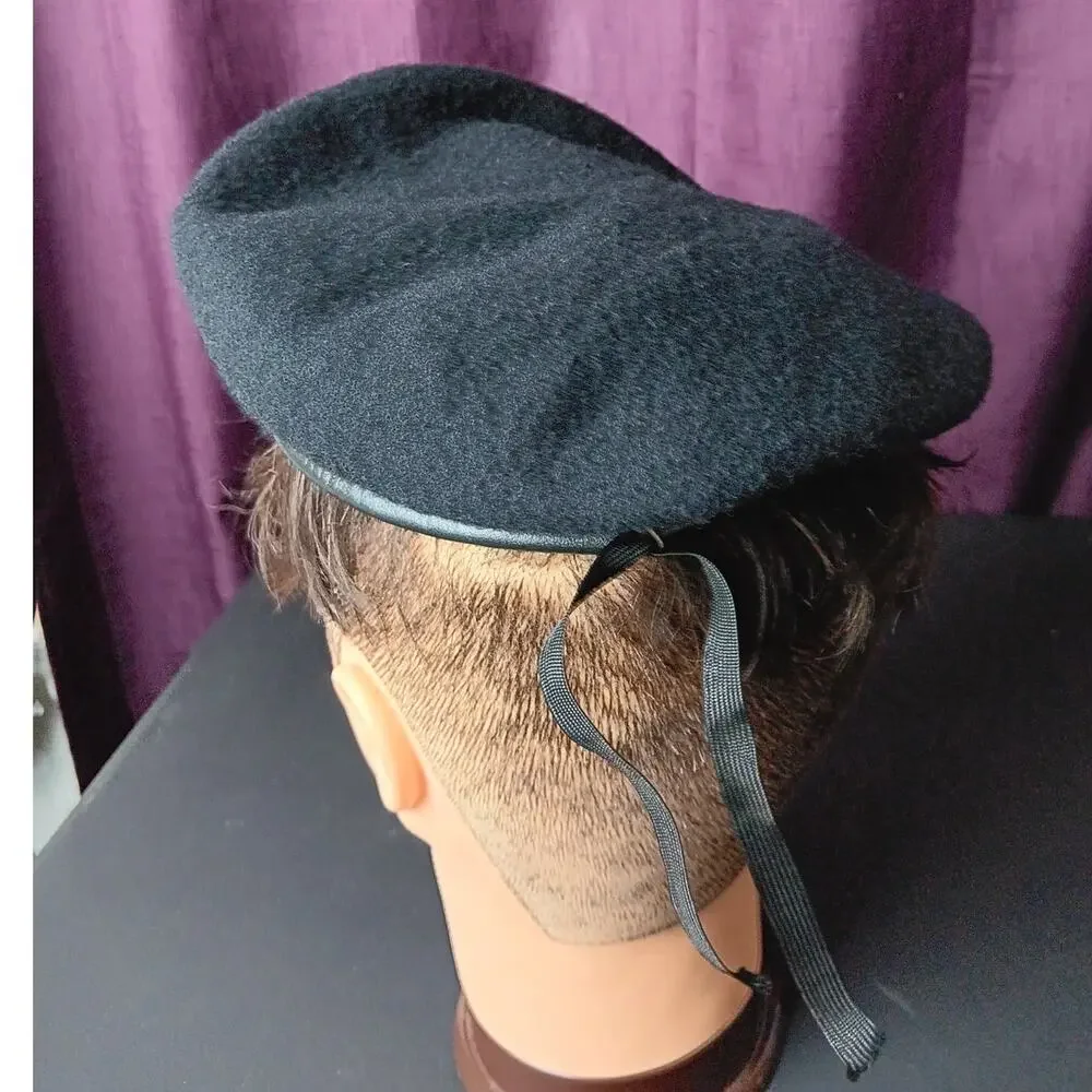 DSCP Garrison Army Wool Beret Vtg Mens Small 6 3/4 Black‎ Captain Bars USA Made